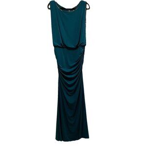 LAUNDRY BY SHELLI SEGAL Green Blouson Beaded Formal Evening Dress Sz 10